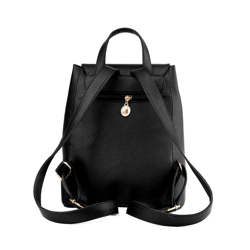 Leather Women's Backpack High School Bags Rucksack For Teenagers Girls