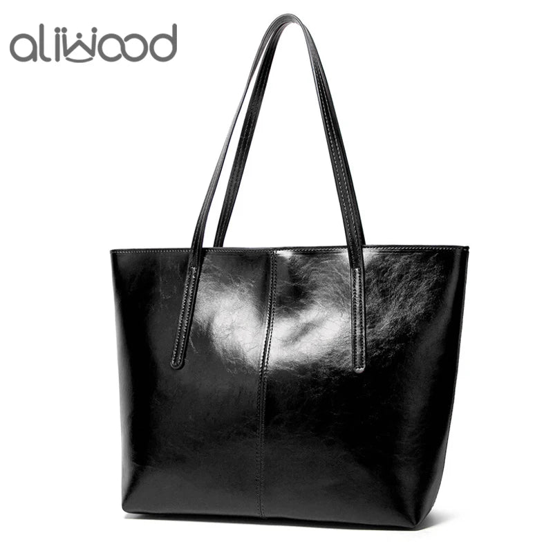 Large Capacity Leather Women's Shoulder Bags Retro Handbags High Europe Tote Bag