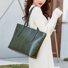 Large Capacity Leather Women's Shoulder Bags Retro Handbags High Europe Tote Bag