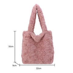 Fluffy Tote Bag Pink Faux Fur Hobo Bag Korea INS Handbag Purses Clutch