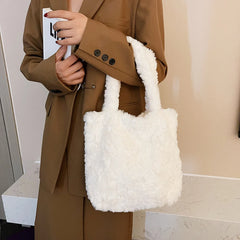 Fluffy Tote Bag Pink Faux Fur Hobo Bag Korea INS Handbag Purses Clutch