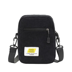 Corduroy Zipper Messenger Bag Shoulder Bag Multi-Layer Street Shoulder Bag
