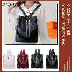 Solid Knapsacks PU Leather Backpack Large Capacity Women Rucksacks