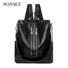 Solid Knapsacks PU Leather Backpack Large Capacity Women Rucksacks