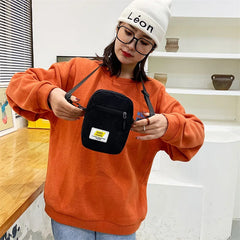 Corduroy Shoulder Bag Zipper Messenger Multi-layer Crossbody Bag