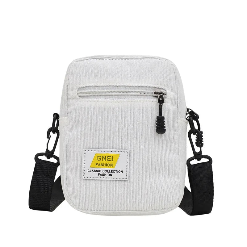 Corduroy Shoulder Bag Zipper Messenger Multi-layer Crossbody Bag