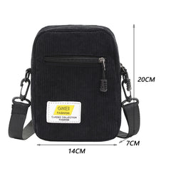 Corduroy Shoulder Bag Zipper Messenger Multi-layer Crossbody Bag