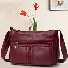 Solid Women Messenger Bag Phone Holder Shoulder Bags Pu Leather Female Handbag