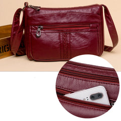 Solid Women Messenger Bag Phone Holder Shoulder Bags Pu Leather Female Handbag
