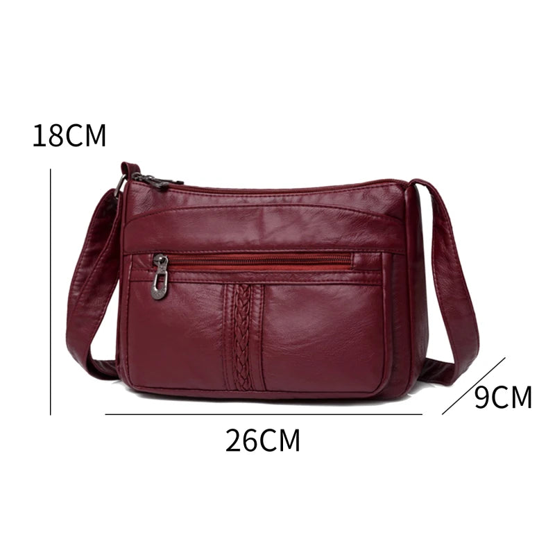 Solid Women Messenger Bag Phone Holder Shoulder Bags Pu Leather Female Handbag
