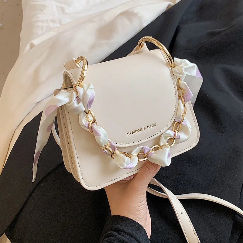 All-match Mini Bag Female Messenger Silk Scarf Chain Portable Small Square Bag
