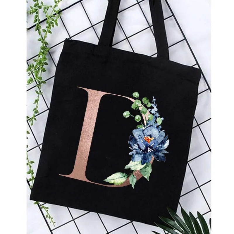 Alphabet Print Bridesmaid Totes Canvas Shopping Bags Bridal Bachelorette