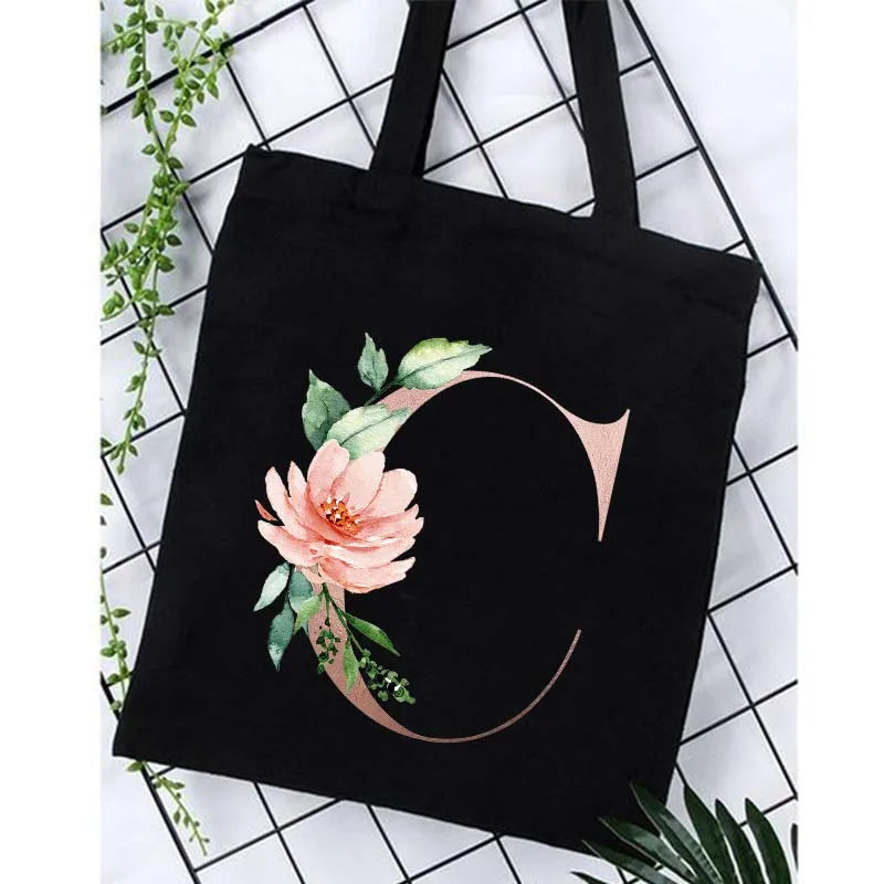 Alphabet Print Bridesmaid Totes Canvas Shopping Bags Bridal Bachelorette