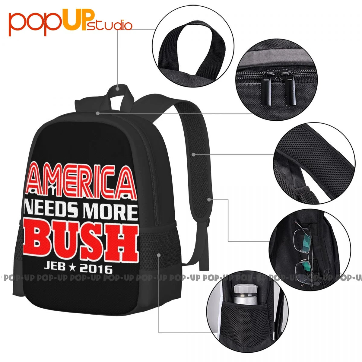 Jeb Bush Backpack Large Capacity Travel Schoolbag Sports Bag