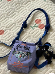 Hawaiian Vacation Embroidered Mini Bag Cartoon Tote Eco-Friendly Nylon Pouch