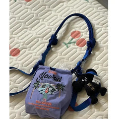 Hawaiian Vacation Embroidered Mini Bag Cartoon Tote Eco-Friendly Nylon Pouch
