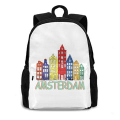 Amsterdam Art Large Capacity Backpack Laptop Travel Bags