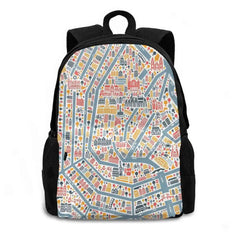 Amsterdam City Map School Bags For Teenage Girls Laptop Travel Bags