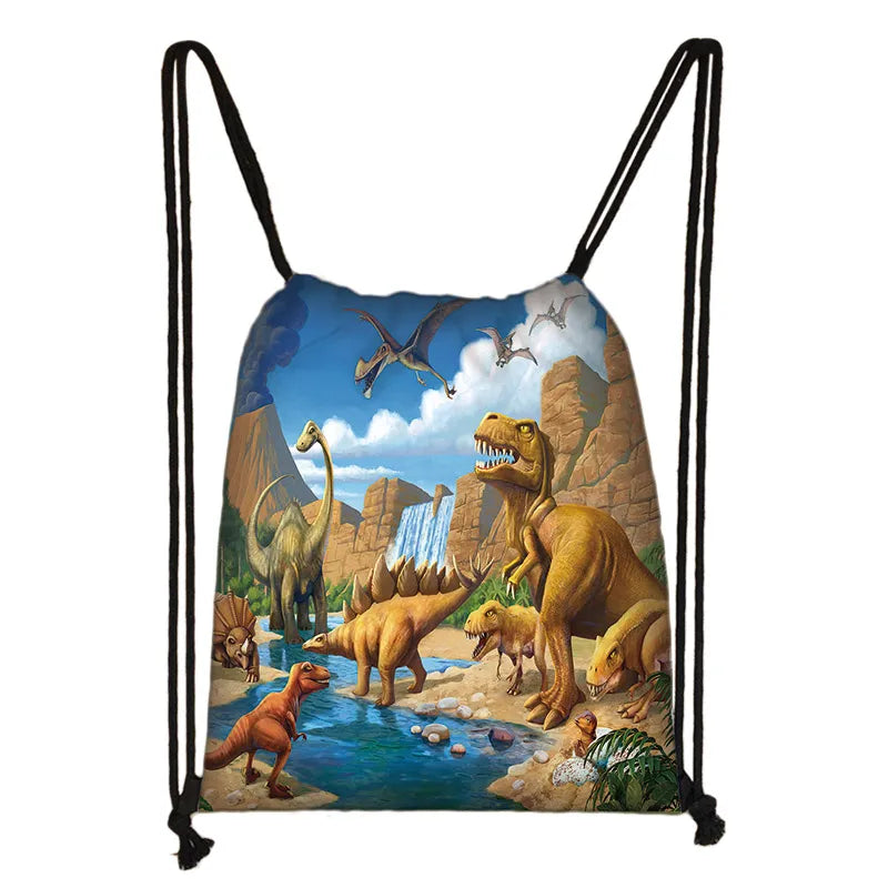Ancient Reptiles Dinosaur Drawstring Bag Canvas Backpack