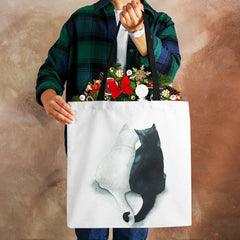 Cat Print Canvas Tote Shoulder Bag Women Casual Handbag Large Capacity