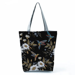 Crane Floral Print Shoulder Bag Eco Handbag