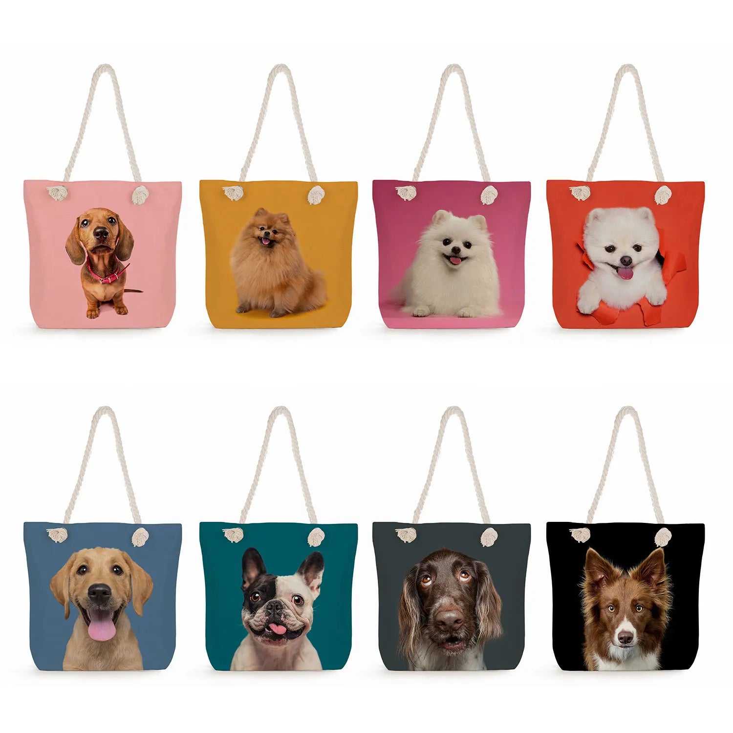 Dog Print Handbags For Women High Capacity Casual Traveling Shoulder Bags