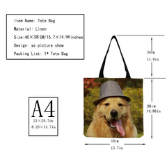 Dog Printed Handbag Eco Friendly Women Shoulder Bag