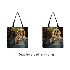 Dog Printed Handbag Eco Friendly Women Shoulder Bag