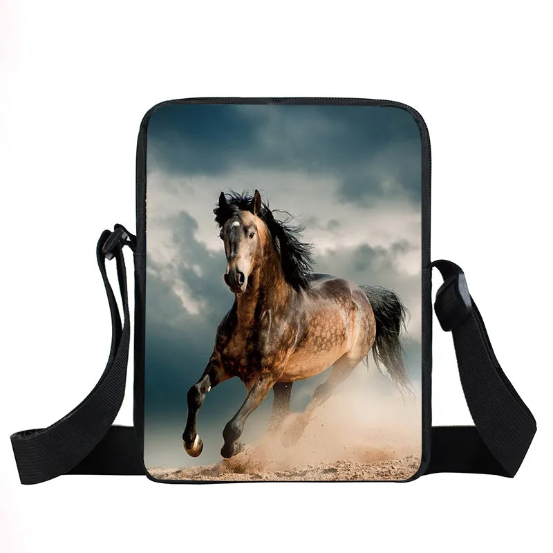 Horse Messenger Bag Women Handbag Satchel Canvas Cross Bag Girls Shoulder Bag