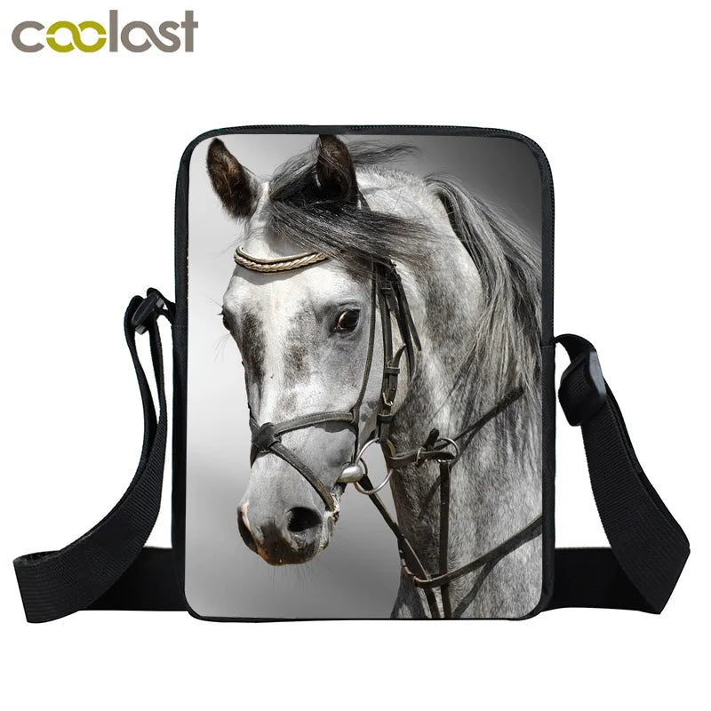 Horse Messenger Bag Women Handbag Satchel Canvas Cross Bag Girls Shoulder Bag