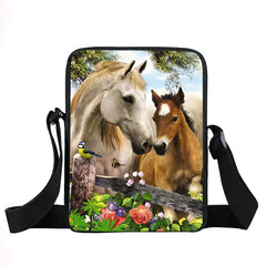 Horse Messenger Bag Women Handbag Satchel Canvas Cross Bag Girls Shoulder Bag