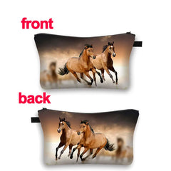 Horse Print Women's Cosmetic Bag Makeup Case Travel Organizer