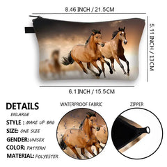 Horse Print Women's Cosmetic Bag Makeup Case Travel Organizer