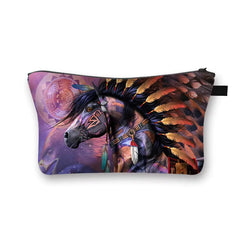 Horse Print Women's Cosmetic Bag Makeup Case Travel Organizer