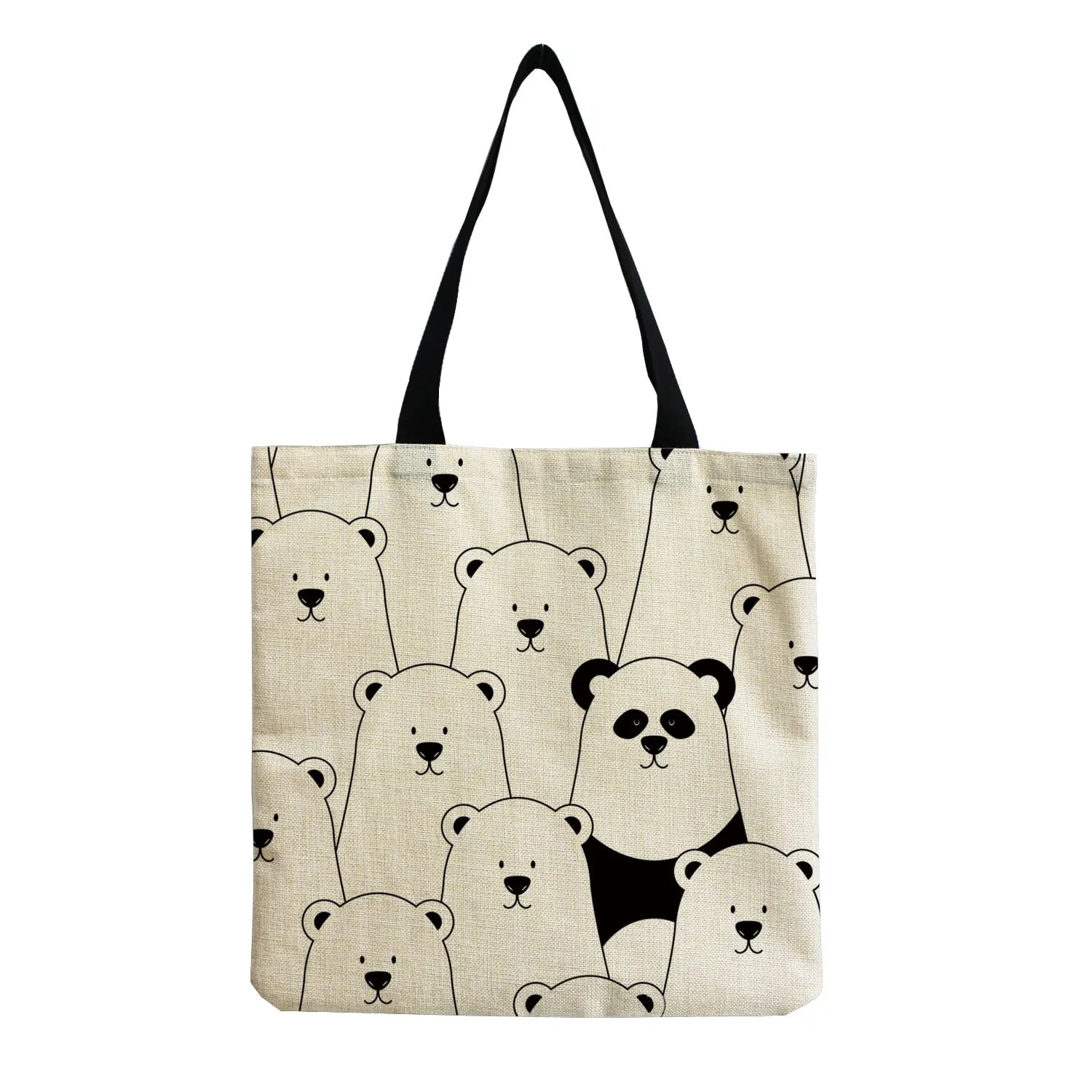 Panda Printed Cartoon Women Shoulder Bag Eco-Friendly Foldable Shopping Tote