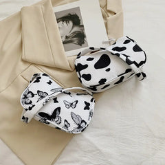 Animal Pattern Print Canvas Shoulder Underarm Bag Ladies Small Purse Handbags