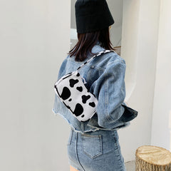 Animal Print Canvas Shoulder Bag Vintage Ladies Small Purse Handbags
