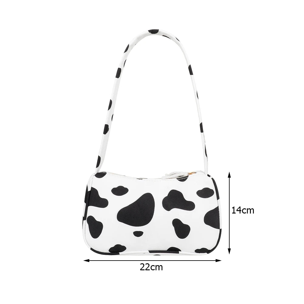 Animal Print Canvas Shoulder Bag Vintage Ladies Small Purse Handbags