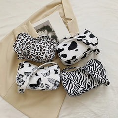 Animal Pattern Print Canvas Shoulder Bag