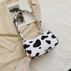 Animal Print Canvas Shoulder Bag Vintage Ladies Small Purse Handbags