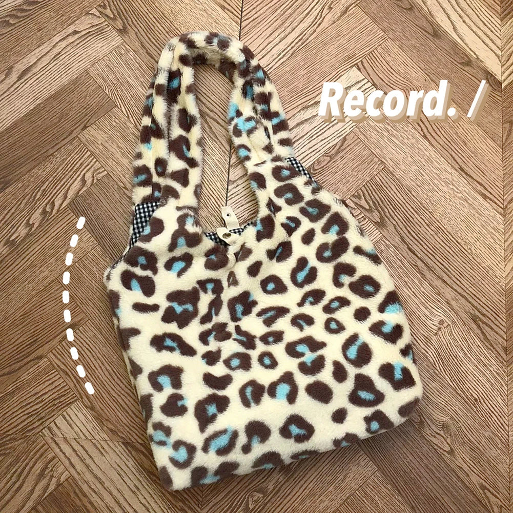 Leopard Cow Pattern Tote Bag for Women, Retro Handbag, Large Capacity