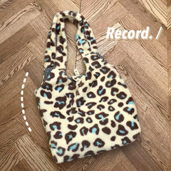 Leopard Cow Pattern Tote Bag for Women, Retro Handbag, Large Capacity
