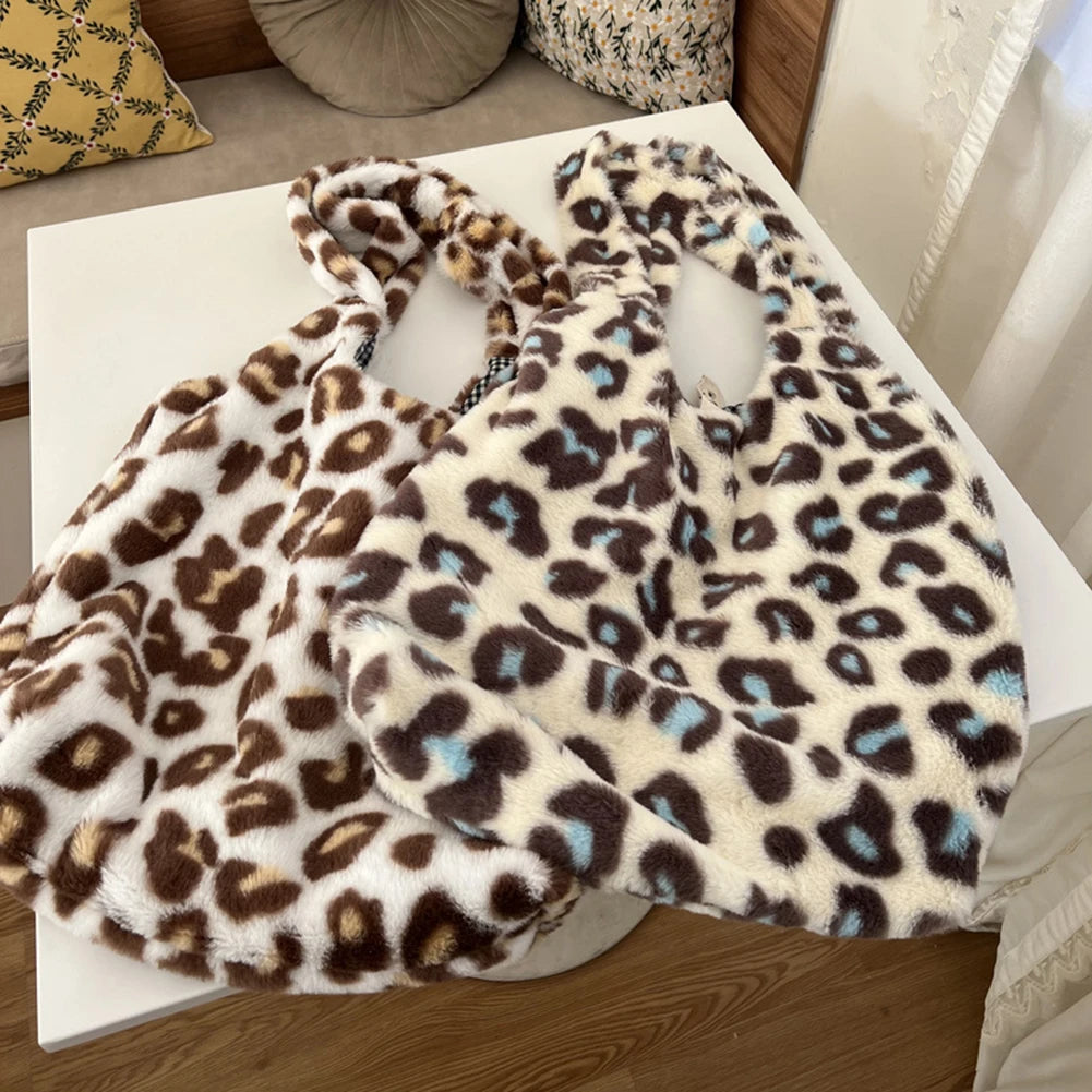 Leopard Cow Pattern Tote Bag for Women, Retro Handbag, Large Capacity