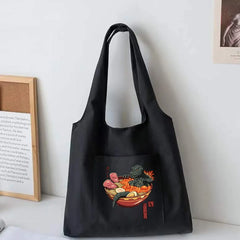 Animated Pattern Canvas Vest Bag Women Tote Bags Travel Shoulder Bag