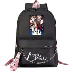 Anime Angel Death Backpack School Book Bags Travel Boys Girls Laptop USB Port