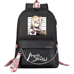 Anime Angel Death Backpack School Book Bags Travel Boys Girls Laptop USB Port