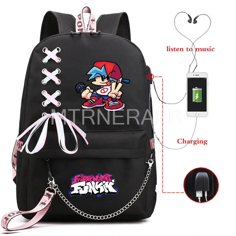 Anime Backpack Friday Night Funkin Boys Girls Students School Bag