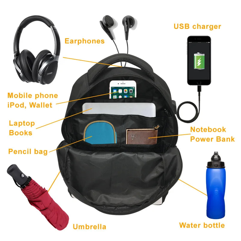 Anime Boku No Hero Academia Backpack School Bag USB Travel Knapsack