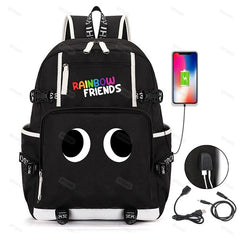 Anime Cosplay Rainbow Backpack Student School Bag USB Charging Travel Rucksack