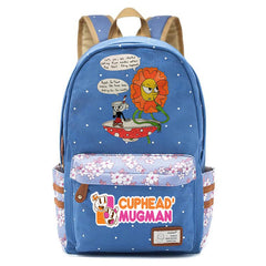Anime Cuphead Canvas Backpack Teenger Zipper Packsack Casual Print